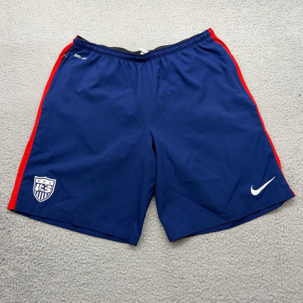 Nike 643857-421 Mens XL Navy Dri-FIT USMNT Soccer Performance Training Shorts
